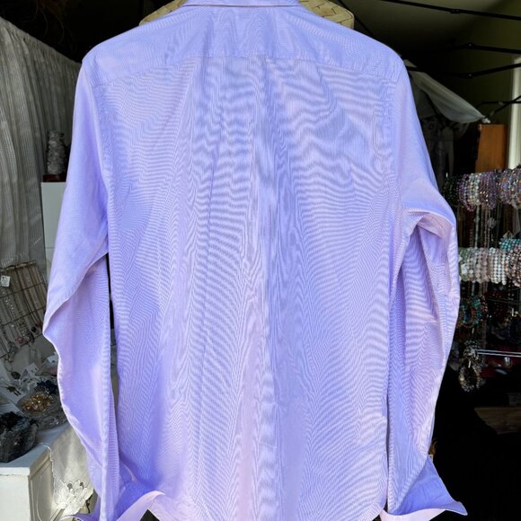 Burberry London Men’s 16.5-42 White Pink Striped Button Up Designer Dress Shirt - Picture 8 of 14